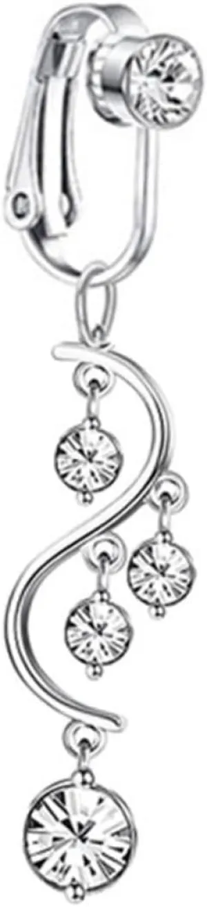 BESPORTBLE Dangle Non Piercing Belly Button Ring for Women Rhinestones Navel Clip Jewelry Belly Ring Accessory Body Jewelry for Everyday Wear
