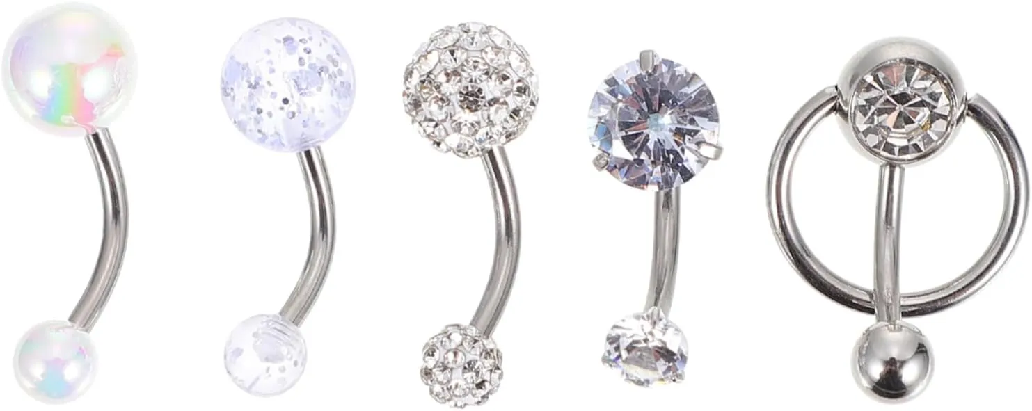 BESPORTBLE Navel Rings for Women Belly Button Jewelry Set Fashionable Piercing Studs Body Belly Ring Decoration