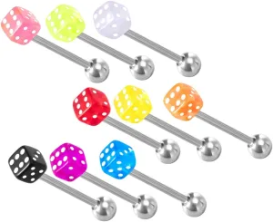 BESPORTBLE Tongue Rings Dice Decor 9pcs Acrylic Tongue Nails Steel Jewelries Safe Material Fashion Jewelry