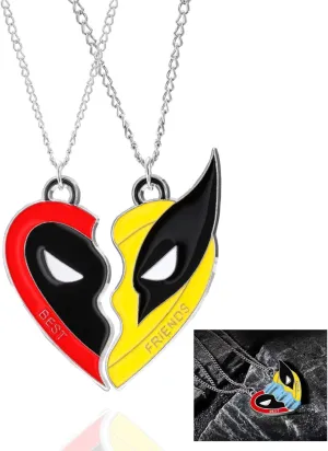 Best Friend Necklace -Friendship Necklace Set- Stainless Steel Half Heart Pendant Couples Jewelry Accessories - Halloween Birthday Valentine's Day Gift for Men Women