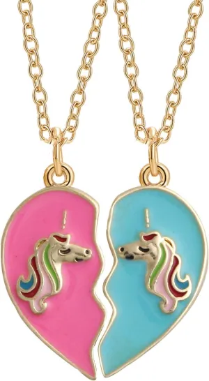 BFF Unicorn Necklace Set for Best Friends - 18K Gold & Silver Plated Matching Pendant Necklaces for 2 Women, 1.1 IN Charm Pendant Friendship Jewelry Gift (2PCs)