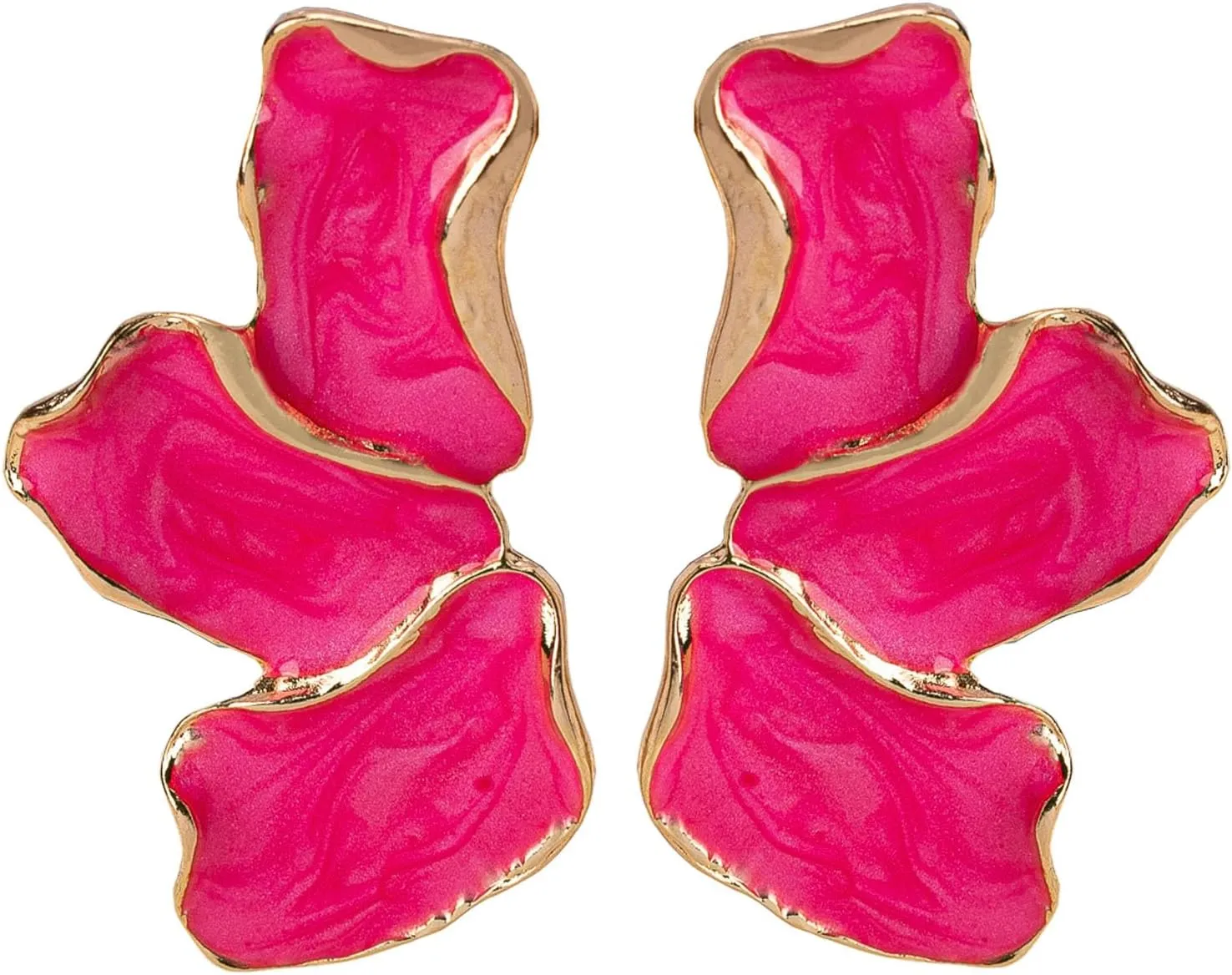 Big Flower Earrings For Women, Irregular Petal Earring Stainless Steel Unique Statement Flower Dangle Earrings Chunky Hypoallergenic Stud Earrings Trendy Jewelry Gift