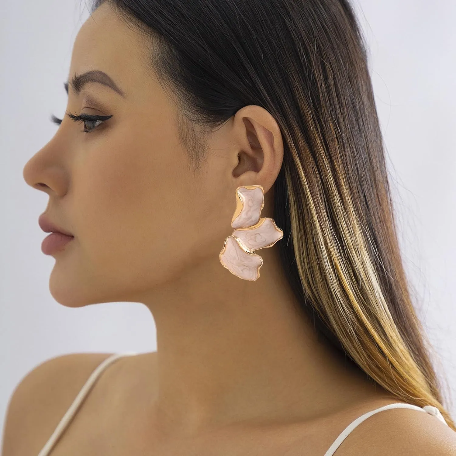Big Flower Earrings For Women, Irregular Petal Earring Stainless Steel Unique Statement Flower Dangle Earrings Chunky Hypoallergenic Stud Earrings Trendy Jewelry Gift