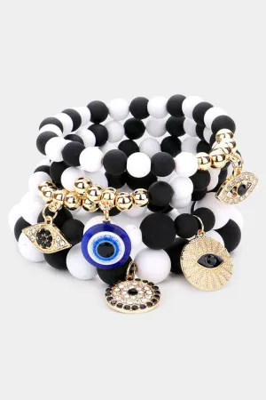 Black & White - 5 evil eye beaded bracelets