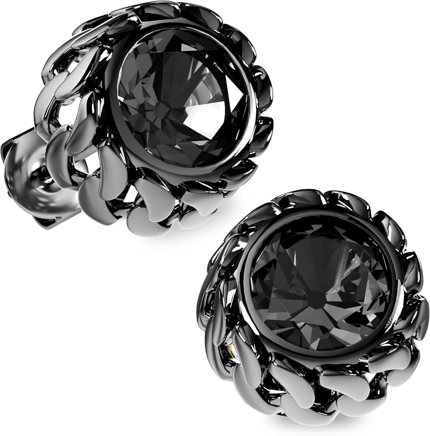Black Studs Earrings for Men Cubic Zirconia Emerald Garnet Earrings for Women Unique Cuban Link Styled Hypoallergenic Jewelry