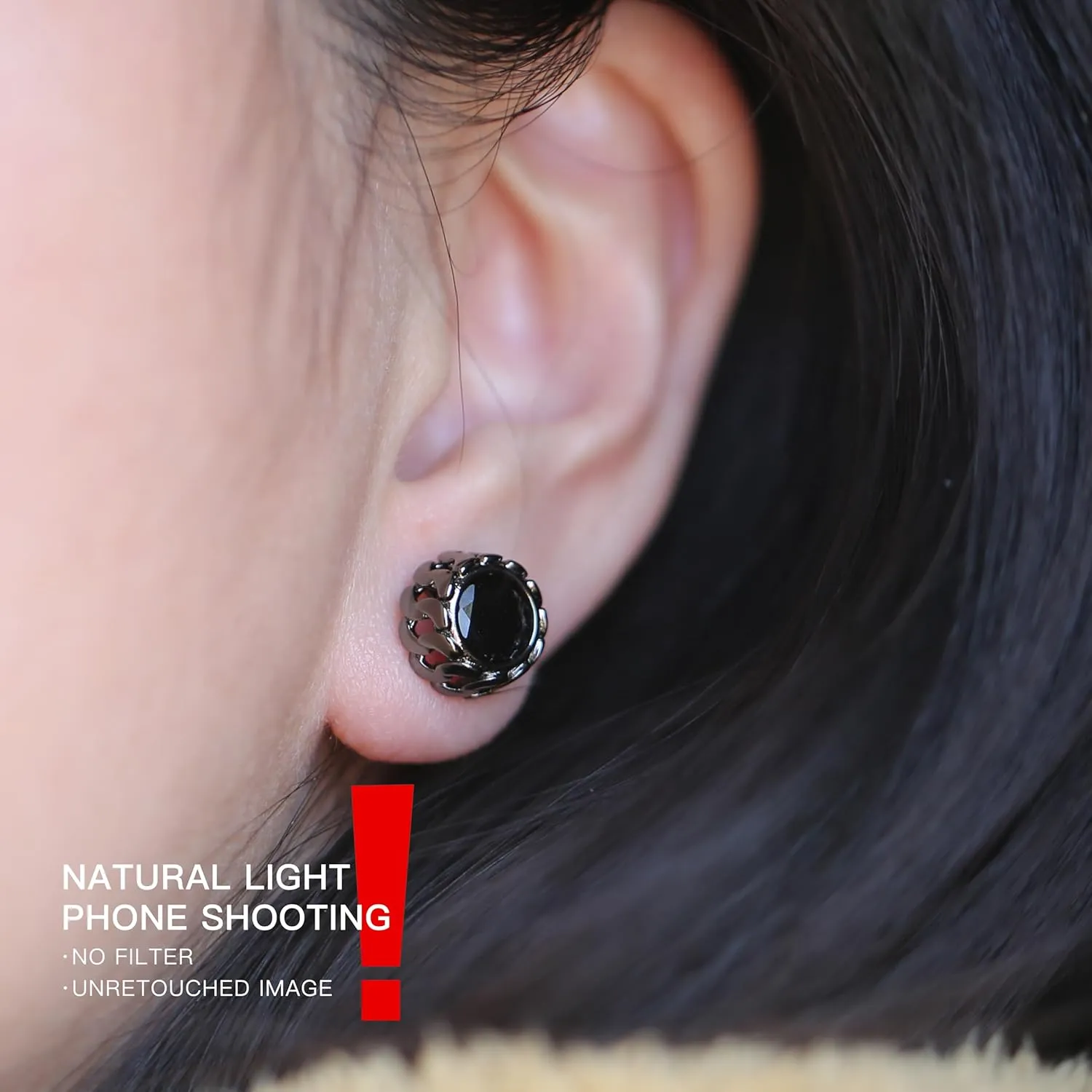 Black Studs Earrings for Men Cubic Zirconia Emerald Garnet Earrings for Women Unique Cuban Link Styled Hypoallergenic Jewelry