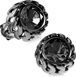 Black Studs Earrings for Men Cubic Zirconia Emerald Garnet Earrings for Women Unique Cuban Link Styled Hypoallergenic Jewelry