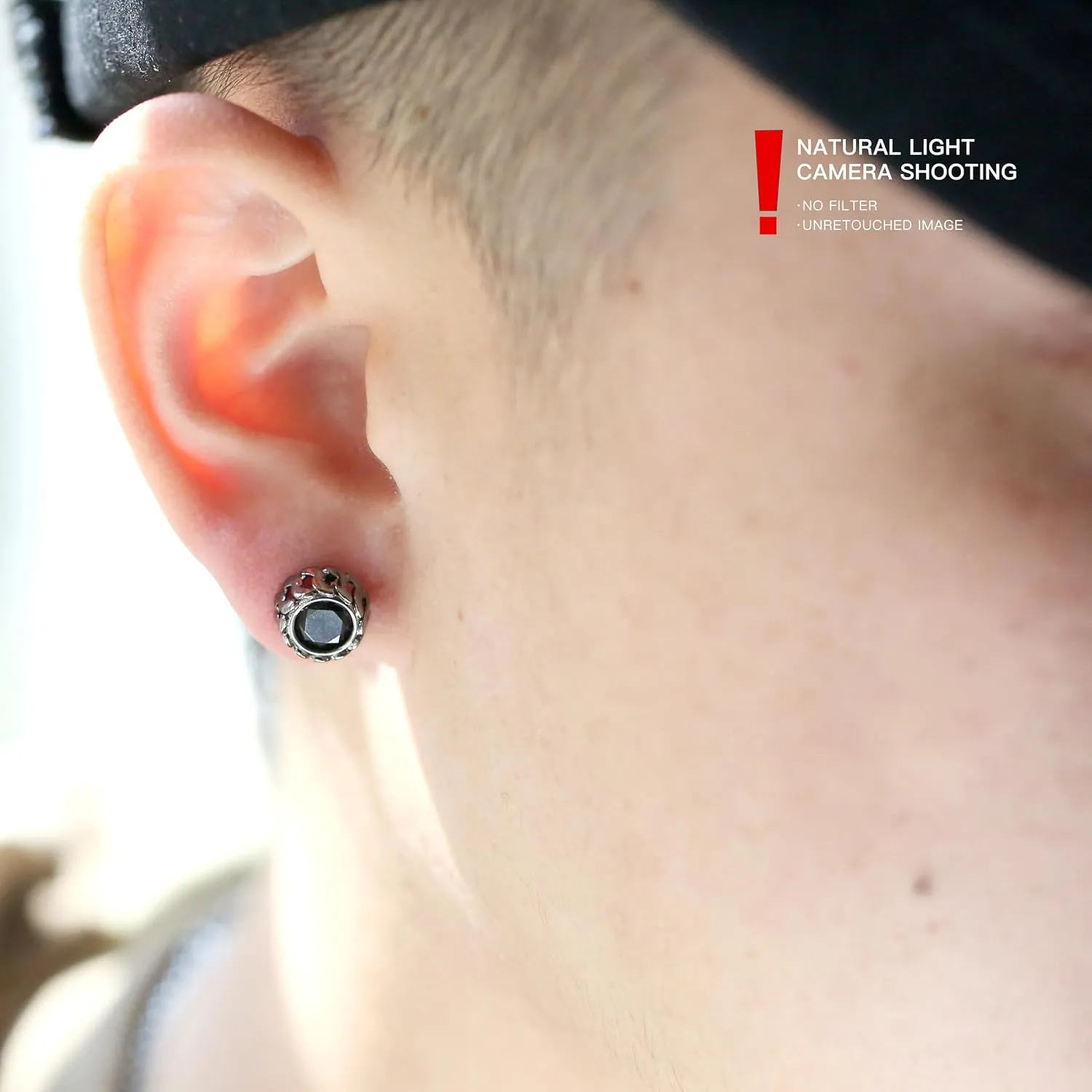 Black Studs Earrings for Men Cubic Zirconia Emerald Garnet Earrings for Women Unique Cuban Link Styled Hypoallergenic Jewelry