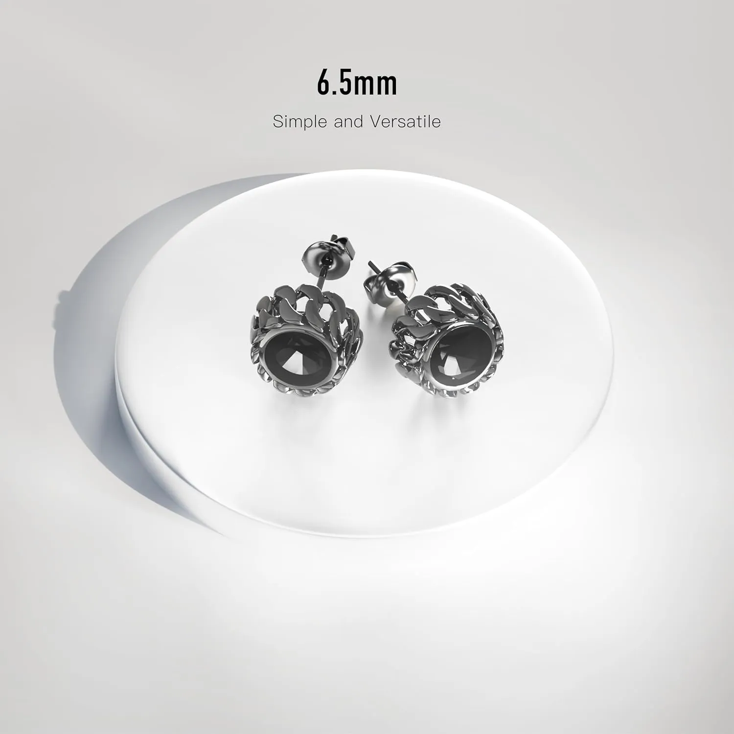 Black Studs Earrings for Men Cubic Zirconia Emerald Garnet Earrings for Women Unique Cuban Link Styled Hypoallergenic Jewelry