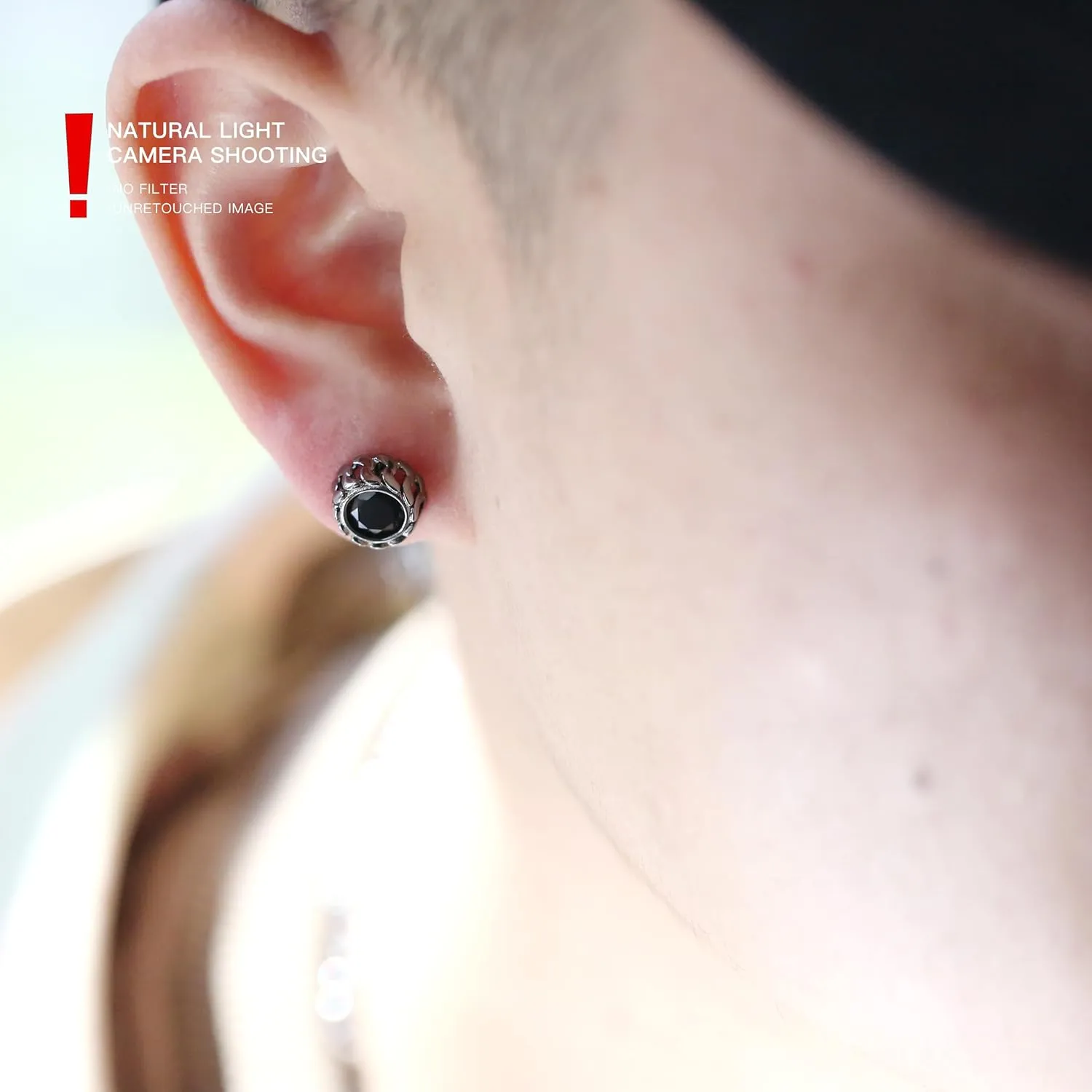 Black Studs Earrings for Men Cubic Zirconia Emerald Garnet Earrings for Women Unique Cuban Link Styled Hypoallergenic Jewelry