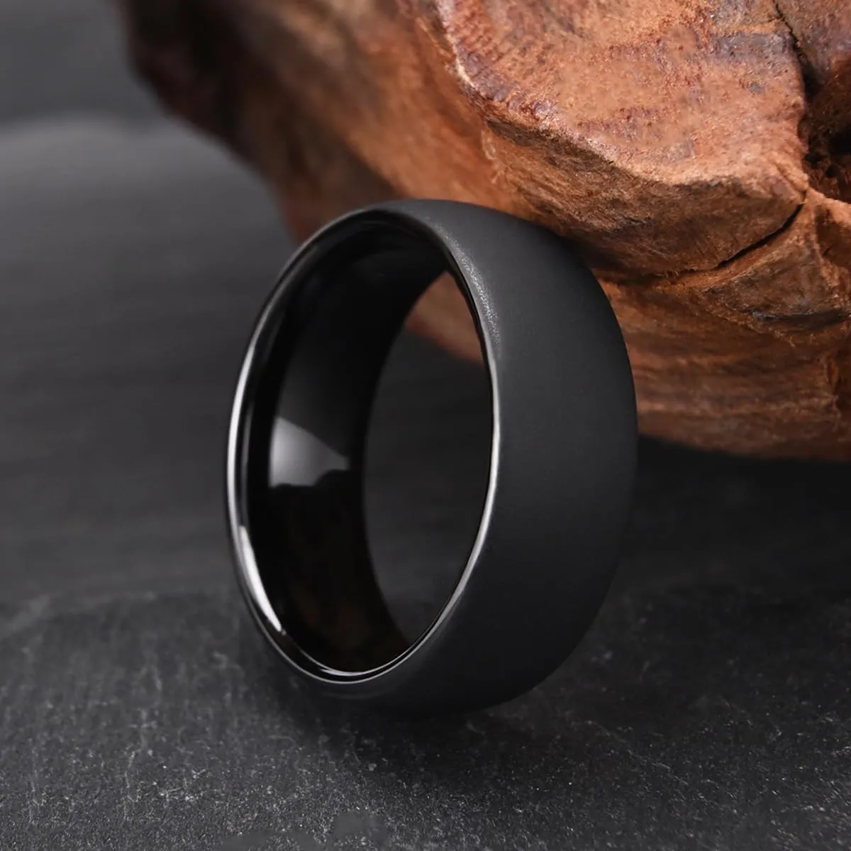 Black Tungsten Carbide Rings for Men Women 8mm Men's Wedding Bands Frosted Polished Fashionable and Comfortable Suitable for Daily Party Anniversary