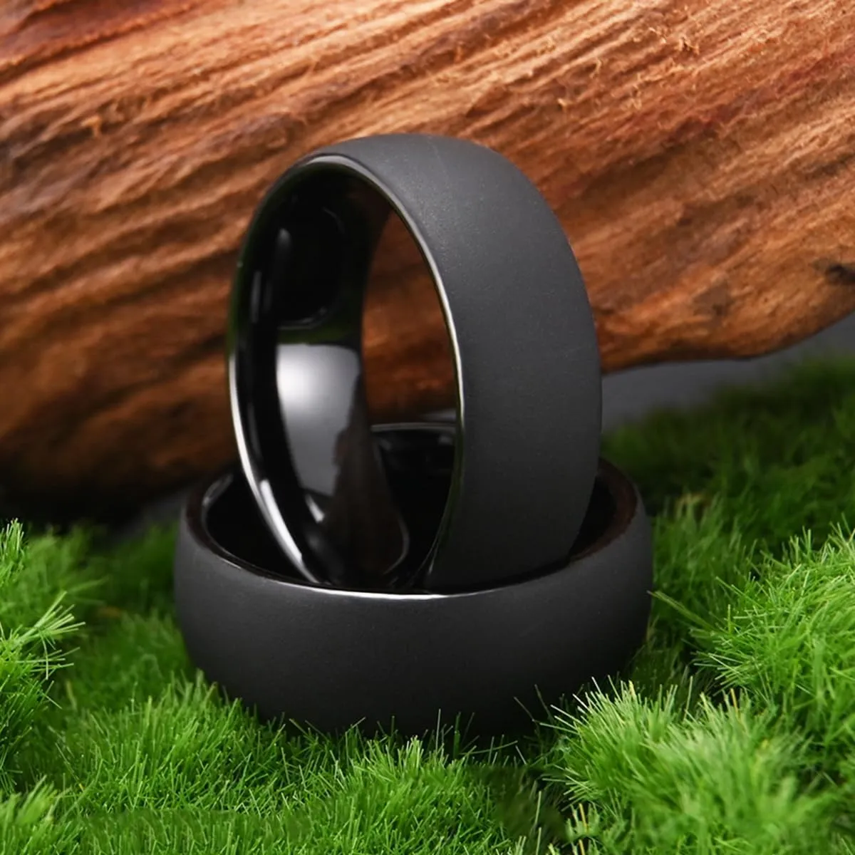 Black Tungsten Carbide Rings for Men Women 8mm Men's Wedding Bands Frosted Polished Fashionable and Comfortable Suitable for Daily Party Anniversary