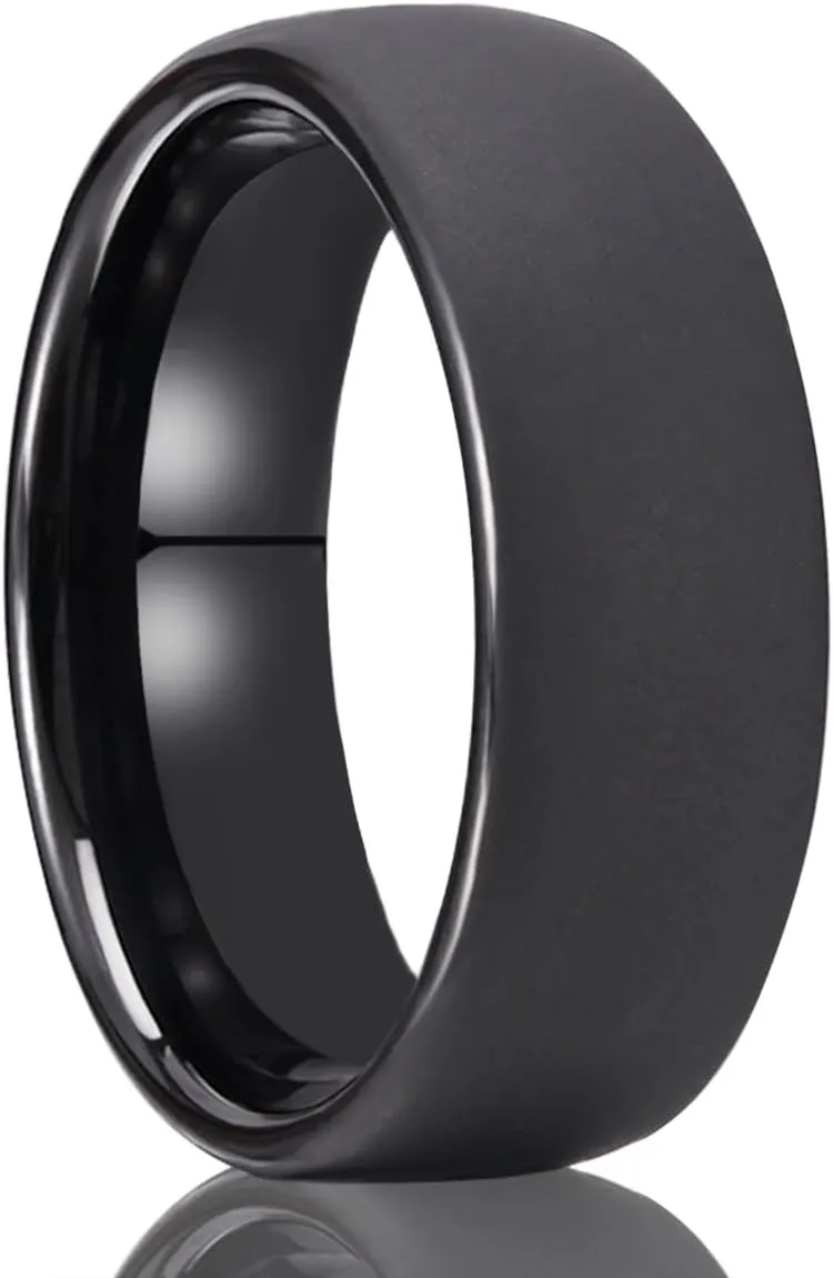 Black Tungsten Carbide Rings for Men Women 8mm Men's Wedding Bands Frosted Polished Fashionable and Comfortable Suitable for Daily Party Anniversary