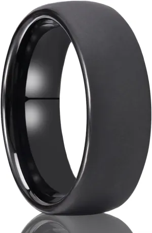 Black Tungsten Carbide Rings for Men Women 8mm Men's Wedding Bands Frosted Polished Fashionable and Comfortable Suitable for Daily Party Anniversary