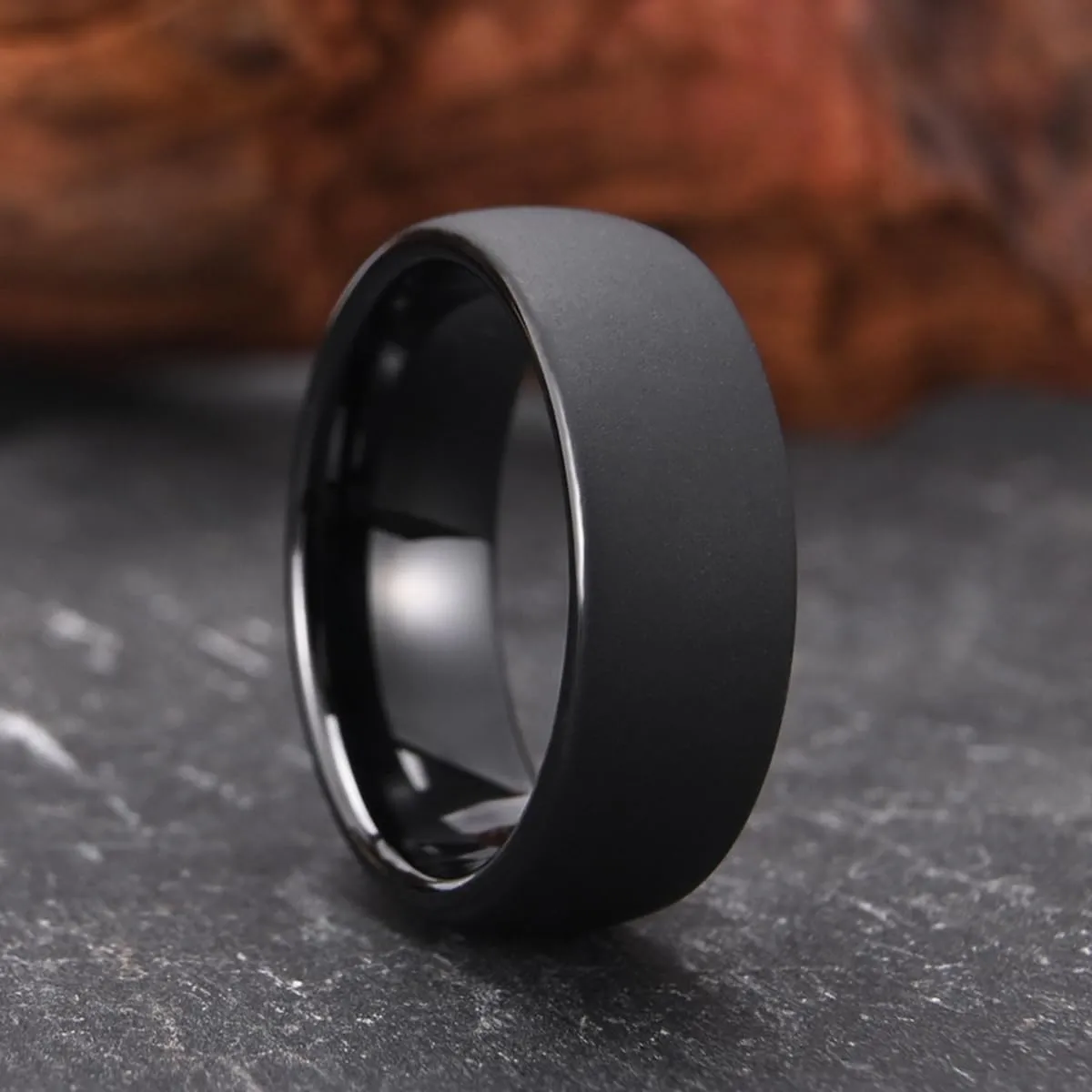 Black Tungsten Carbide Rings for Men Women 8mm Men's Wedding Bands Frosted Polished Fashionable and Comfortable Suitable for Daily Party Anniversary