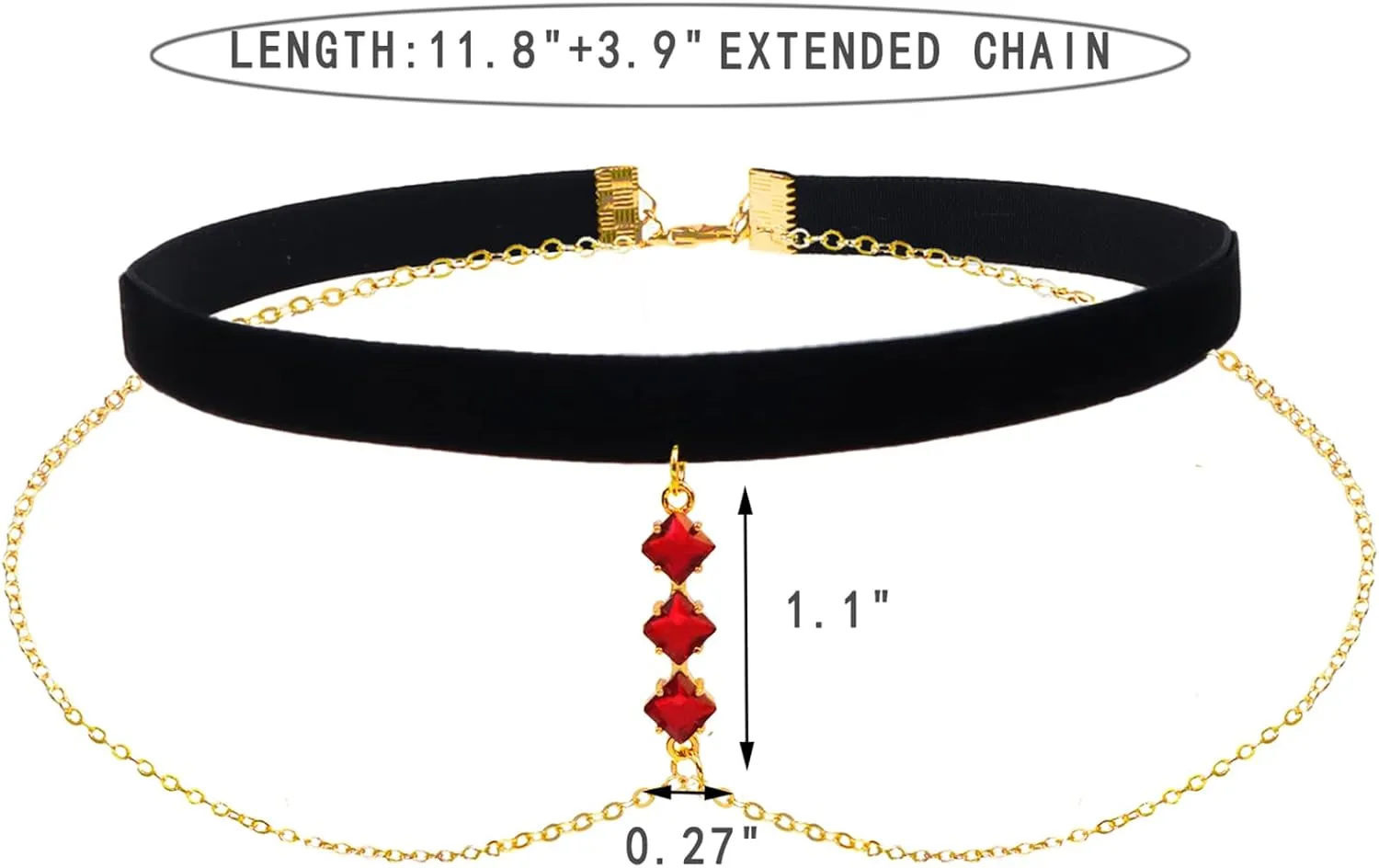 Black Velvet Double-Layer Choker Necklace with White Crystal Embellishments and Gold Chain - Fashion Accessory for Women