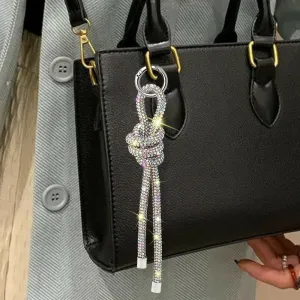 Bling Keychains for Women,Luxury Rhinestone Keychain Charms Silver Keychain Rope Keychain Aesthetic Keychain Accessories,Sparkly Keychain for Purse Backpack Handbag Car Keys Phone Pendant Decorative