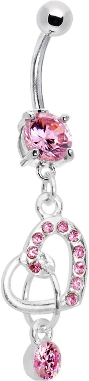 Body Candy Pink Charming Heart Dangle Belly Ring