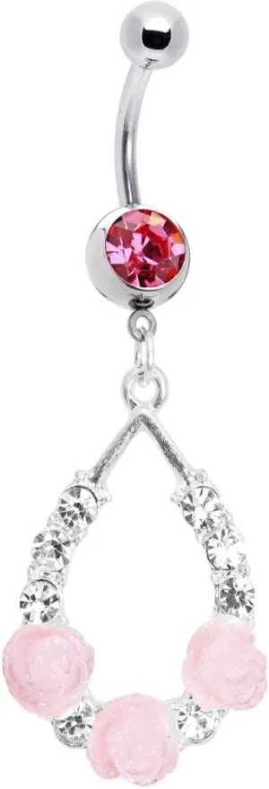 Body Candy Pink Elegant Blossoms Flower Belly Ring