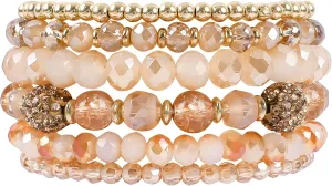 Bohemian Beaded Bracelets for Women Stackable Glass Beads Stretch Bracelets Boho Multilayered Disco Ball Faceted Crystal Beads Bracelet Set Handmade Trendy Jewelry Gift for Women
