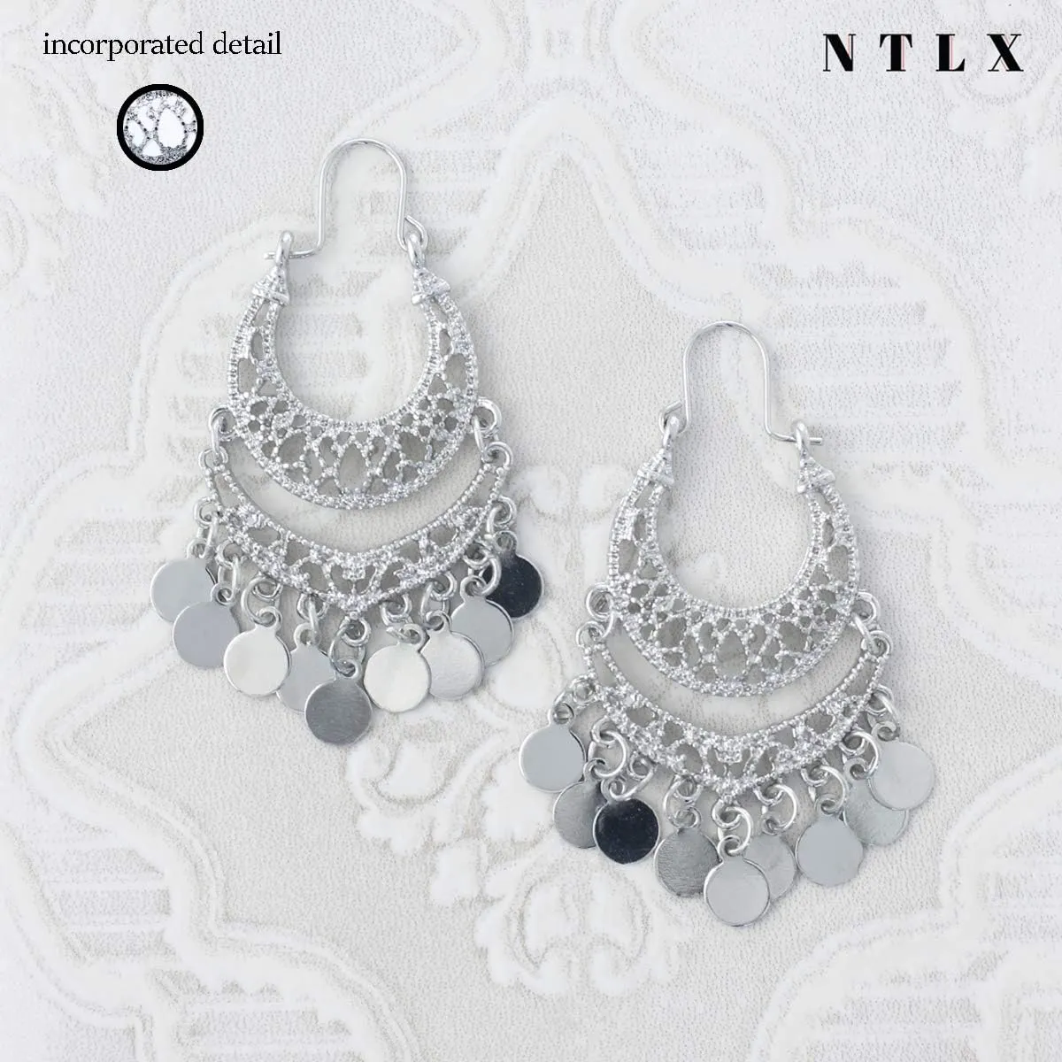 Bohemian Boho Chandelier Dangle Drop Earrings for Women  Lightweight Filigree Gypsy Coin Disc Tassel Charm Hoops  included Gift Box