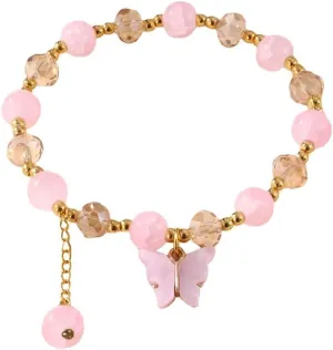 Bohemian Colorful Crystal Butterfly Bracelet for Women Cute Charm Crystal Beaded Stretch Bracelet Sweet Friendship Jewelry Summer