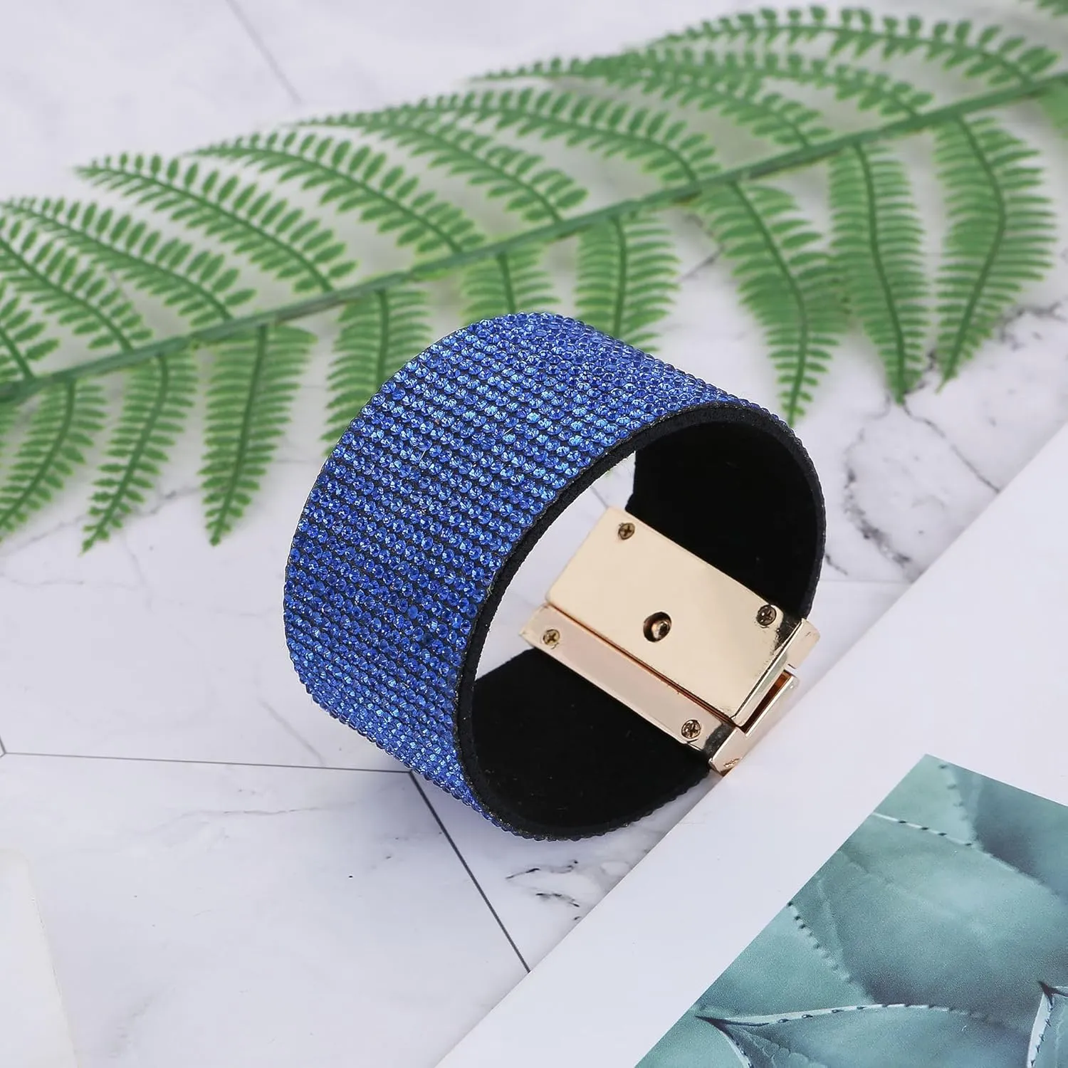 Bohemian Leather Wrap Bracelets Rhinestone Bangle Cuff Wrap Wristband Wide Edge Rhinestone Bracelet Boho Ethnic Leather Cuff Bracelet