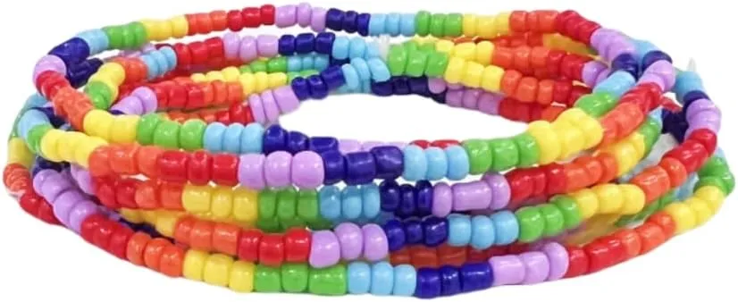 Bohemian Stackable Rainbow Pride Bracelet for Women Men Gay Pride Beaded Stretch Bracelets LGBT Rainbow Parade Friendship Costume Jewelry