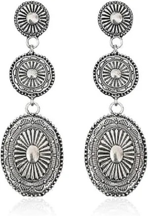 Bohemian Western Vintage Earrings Oval Turquoise Geometry Dangle Earring Country Concert Outfits Jewelry Gift for Women