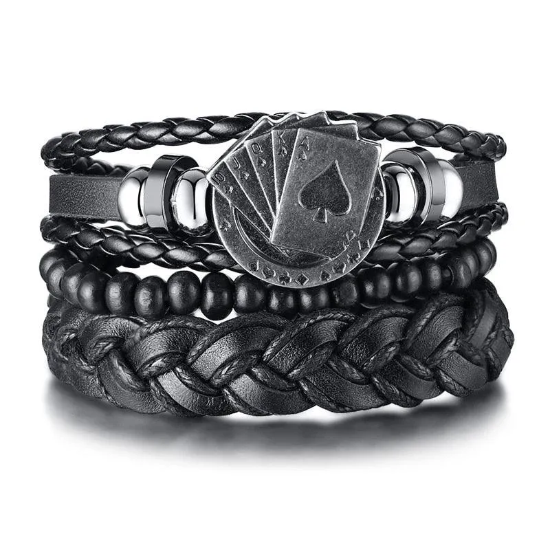 Boho Braided Wrap Leather Wristbands Set