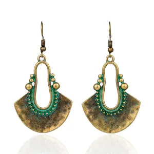 Boho Earrings for Women Vintage Turquoise Dangle Earrings Irregular Ethnic Earrings Dainty Bohemian Jewelry-GreenGold