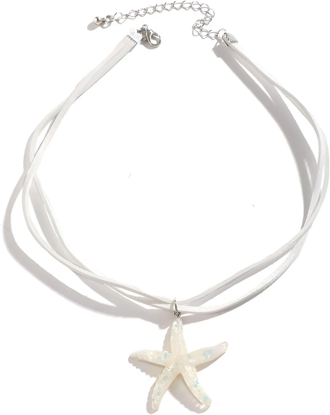 Boho Layered White Starfish Pendant Necklace for Women Bule Velvet Starfish Necklace Summer Beach Necklaces Jewelry