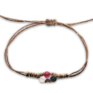 Boho Natural Stone Beaded Bracelet - Braided Hand Woven Wristbands - Adjustable Pull Chain - Vintage Gift for Women Girls (Earth)