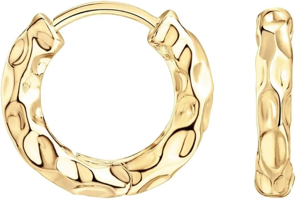 Bold Wavy Huggie Hoops | 18K Gold Sterling Silver Post Twisted Wave Hoop Earrings for Women | Swaying Curved Hoops