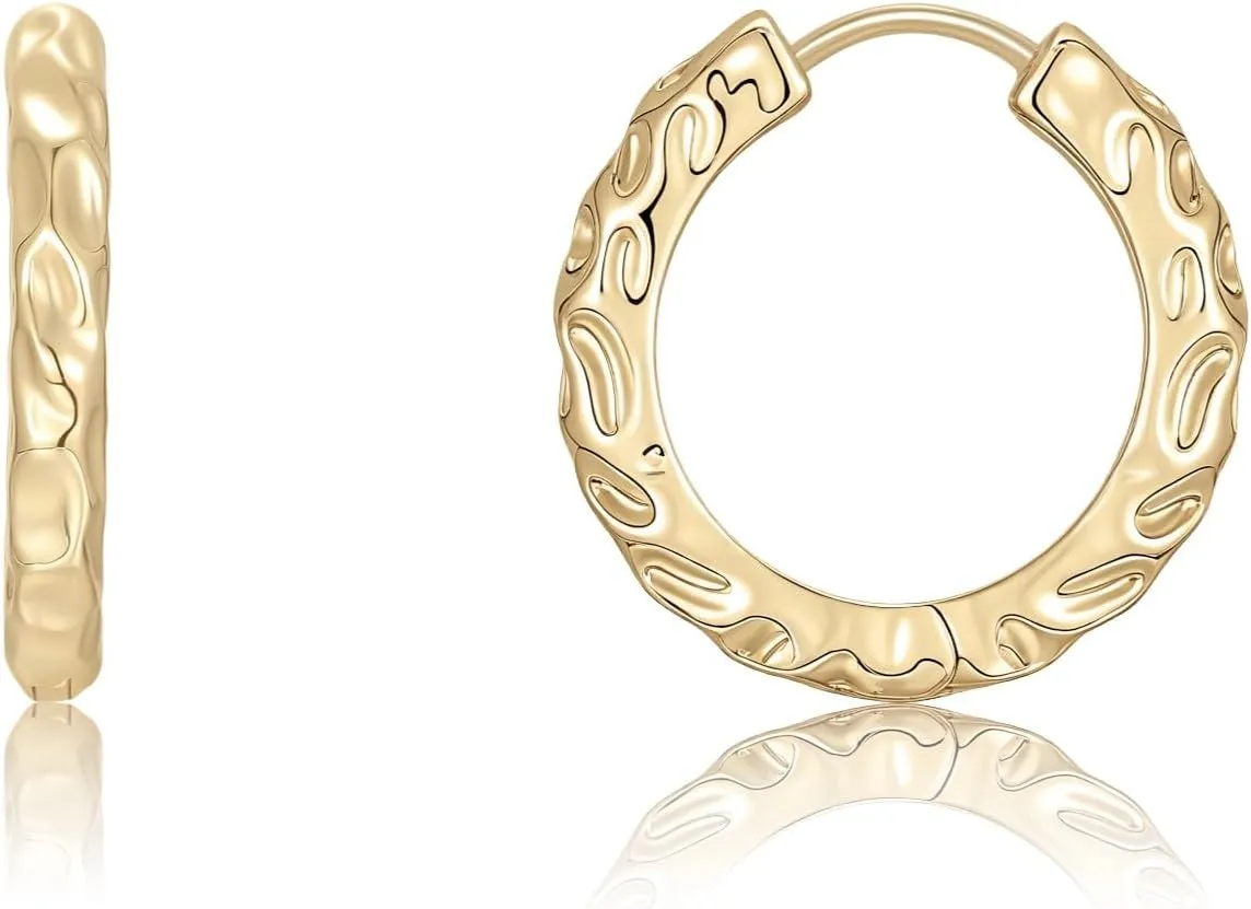Bold Wavy Huggie Hoops | 18K Gold Sterling Silver Post Twisted Wave Hoop Earrings for Women | Swaying Curved Hoops