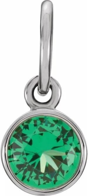 Bonyak Jewelry 14k White Gold 4mm Round Imitation Emerald Birth Month Stone Charm Stunning