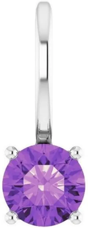 Bonyak Jewelry 14k White Gold Imitation Amethyst Solitaire Charm/Pendant Stunning Design