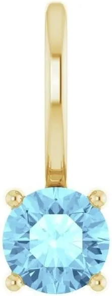 Bonyak Jewelry 14k Yellow Gold Imitation Aquamarine Solitaire Charm/Pendant Stunning Design