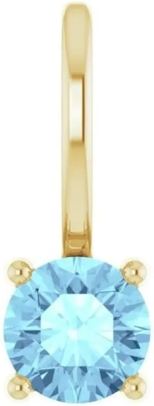 Bonyak Jewelry 14k Yellow Gold Imitation Aquamarine Solitaire Charm/Pendant Stunning Design