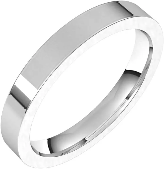 Bonyak Jewelry Platinum 3mm Flat Comfort Fit Band Stunning, Size 5