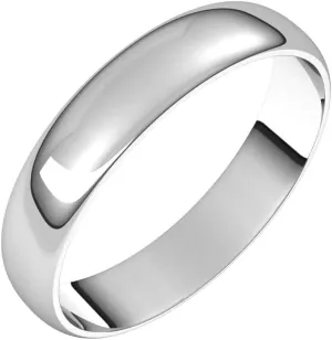 Bonyak Jewelry Platinum 4mm Half Round Ultra-Light Band Stunning, Size 6