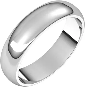Bonyak Jewelry Platinum 5mm Half Round Band Stunning, Size 10