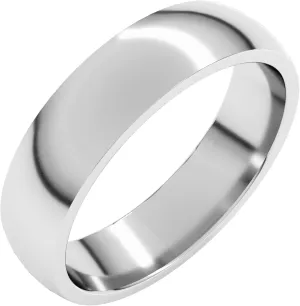 Bonyak Jewelry Platinum 5mm Half Round Comfort Fit Light Band Lustrous, Size 9.5