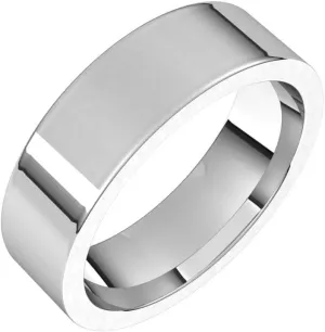 Bonyak Jewelry Platinum 6mm Flat Comfort Fit Band Stunning, Size 7.5