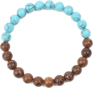 Bracelet Wooden Beads Balance Black Lava Rock Bangles Jewelry 8mm Natural Wood Women Prayer Jewelry Yoga Bracelets,11,19cm-7.5inch