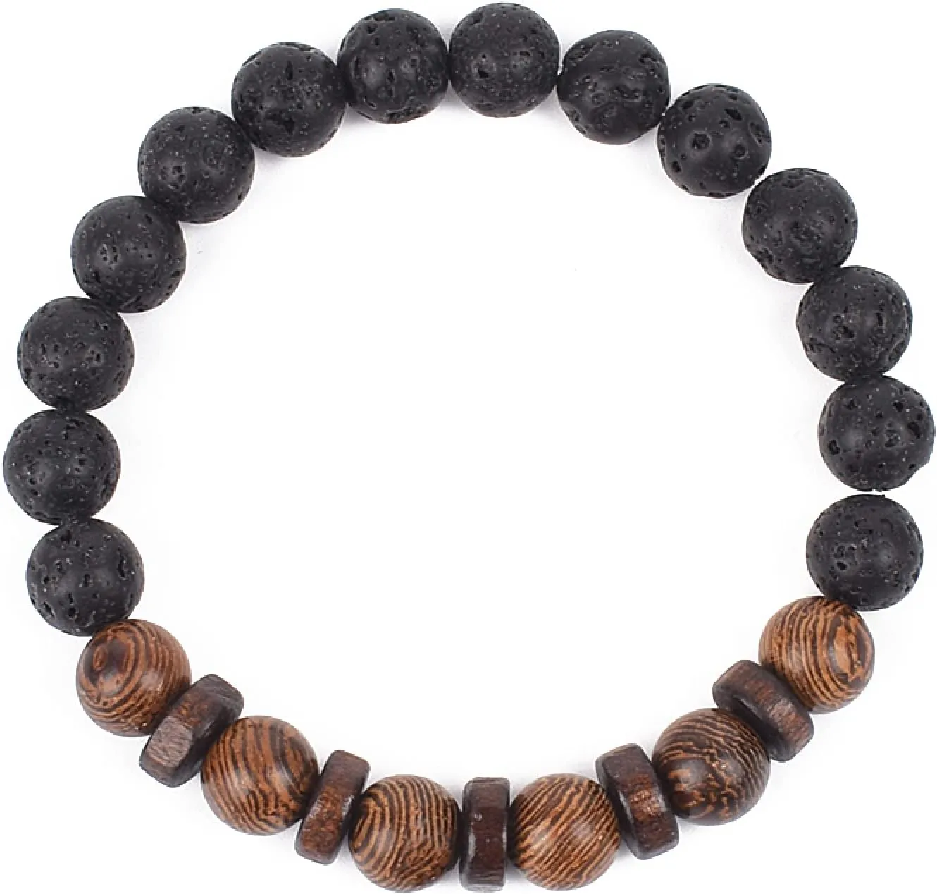 Bracelet Wooden Beads Balance Black Lava Rock Bangles Jewelry 8mm Natural Wood Women Prayer Jewelry Yoga Bracelets,14,21cm-8.3inch