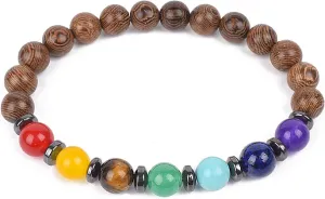 Bracelet Wooden Beads Balance Black Lava Rock Bangles Jewelry 8mm Natural Wood Women Prayer Jewelry Yoga Bracelets,16,23cm-9.1inch