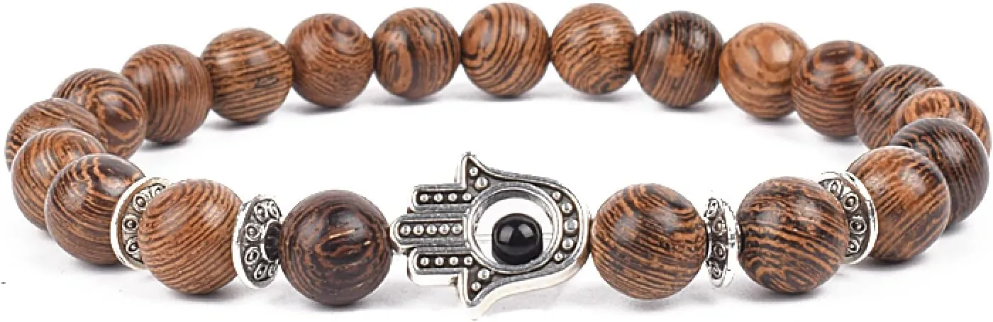 Bracelet Wooden Beads Balance Black Lava Rock Bangles Jewelry 8mm Natural Wood Women Prayer Jewelry Yoga Bracelets,30,23cm-9.1inch