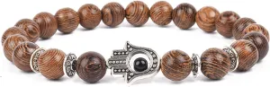 Bracelet Wooden Beads Balance Black Lava Rock Bangles Jewelry 8mm Natural Wood Women Prayer Jewelry Yoga Bracelets,30,23cm-9.1inch