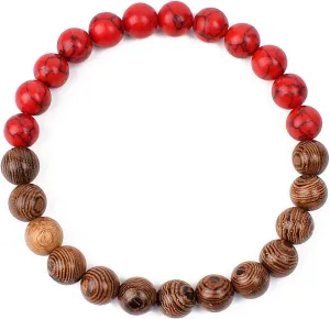 Bracelet Wooden Beads Balance Black Lava Rock Bangles Jewelry 8mm Natural Wood Women Prayer Jewelry Yoga Bracelets,3,21cm-8.3inch